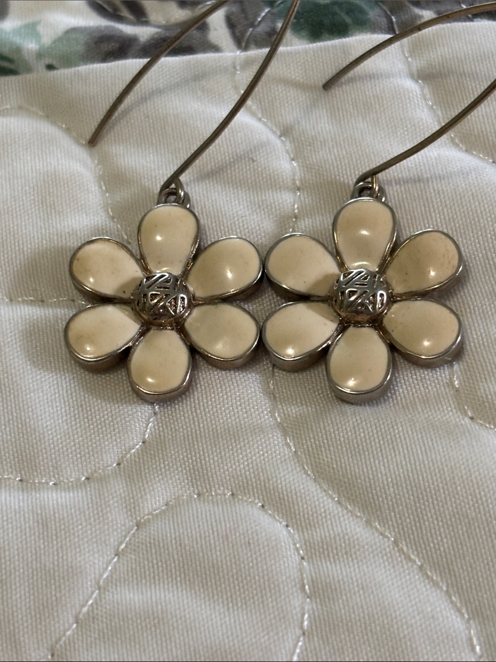 Anne Klein Silver Flower Drop Earrings